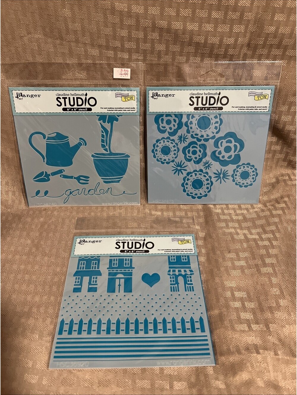 Ranger Claudine Hellmuth Studio 6x6 Stencils Lot of 3 NOS Garden Our Town Heart